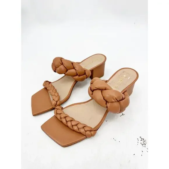 Stuart Weitzman Playa Braided Block-Heel Sandals 9.5 - Picture 2 of 6